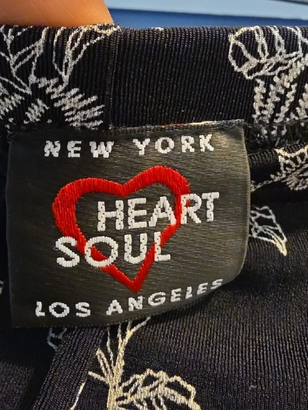 Heart Soul Black Top with White Floral Stitching and Red Heart Logo - Picture 2 of 5
